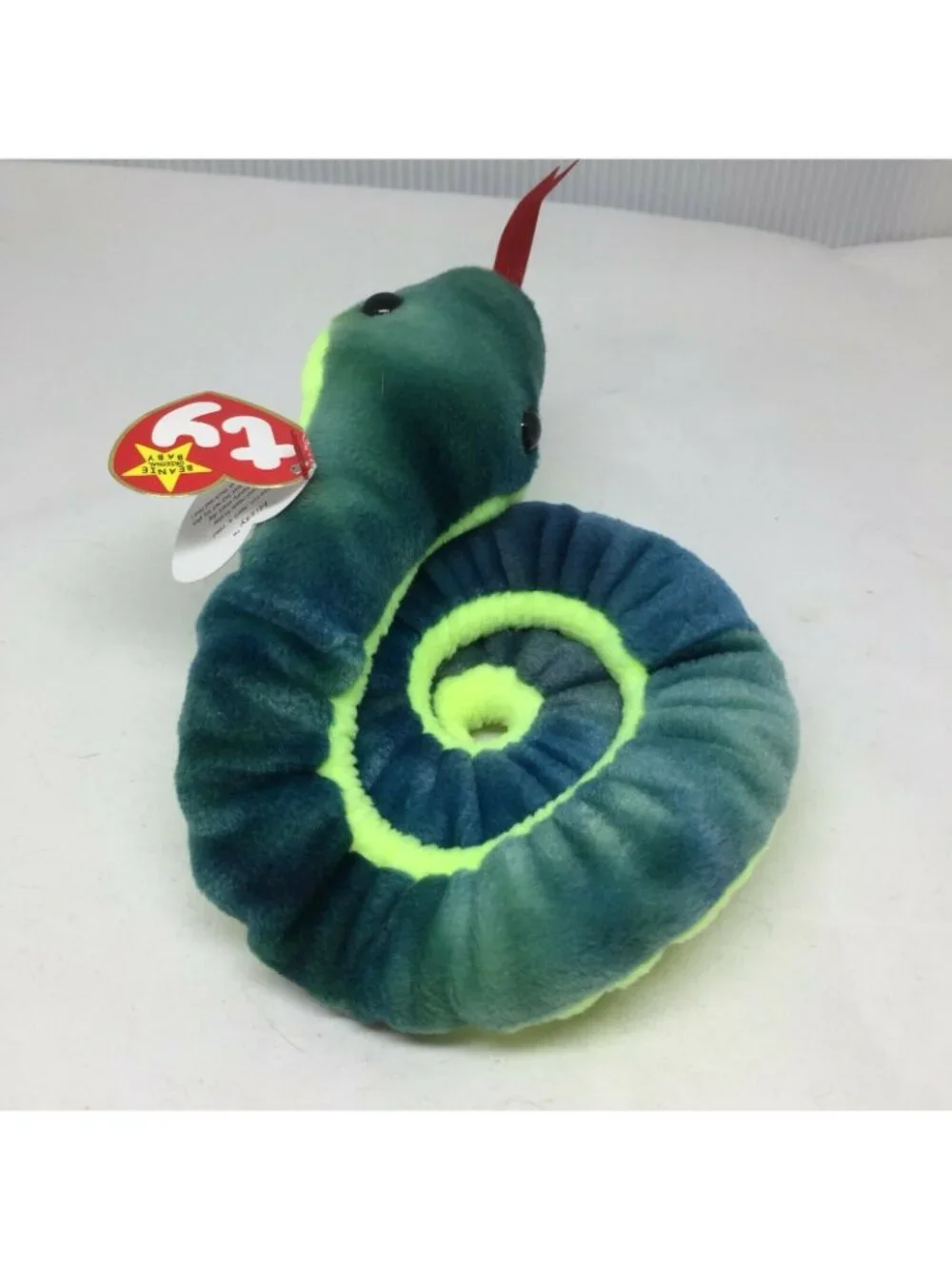 Ty Beanie Baby Hissy Snake Green Plush Stuffed Animal Retired W Tag April 4 1997